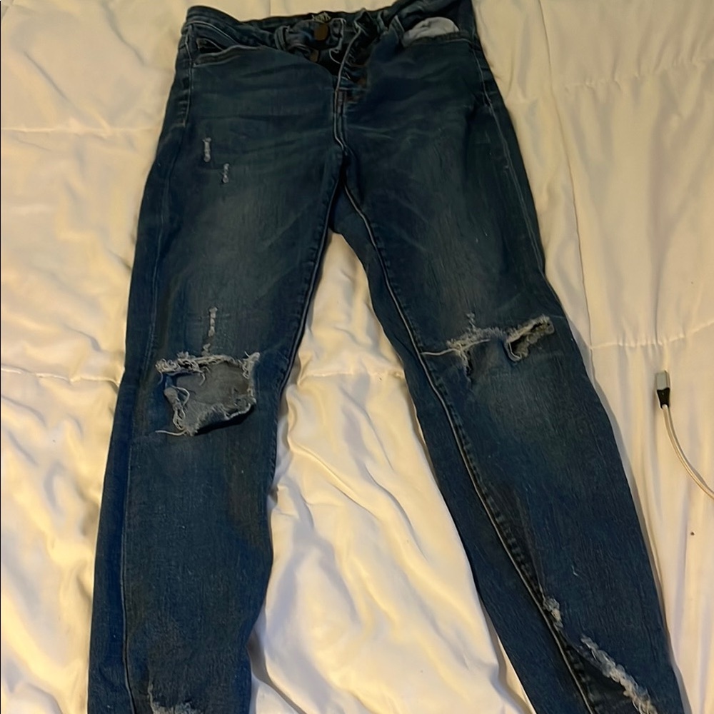 Women's Blue Distressed Jeans